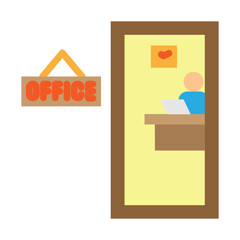 College Office Vector Flat Icon Design