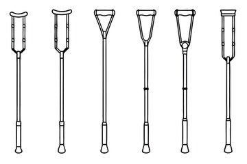 Crutches Healing Aid Line art