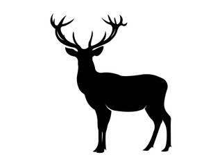 Deer Silhouette Illustration of Stag with Antlers on a transparent Background