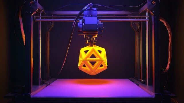 3D Printer Creating Geometric Object