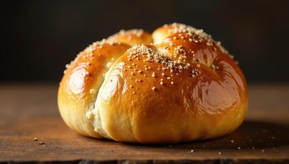 Golden brown artisan bun, crusty top, soft interior,  texture, bun,  warm