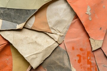 Torn, aged paper collage