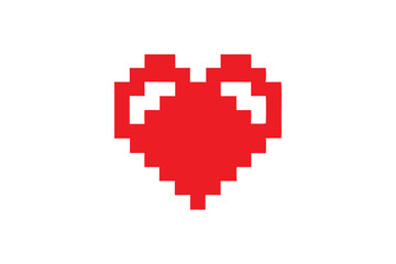 Pixel heart vector on white background
