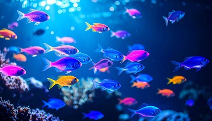 美しい海の中を泳ぐカラフルな魚