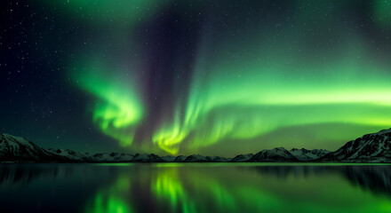 aurora borealis over the lake