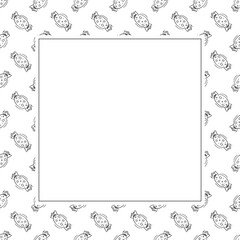 Food frame. doodle fast food square frame. hand drawn food and beverage frame background. food background