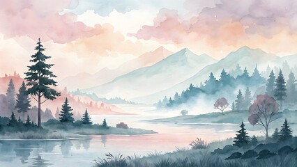 Abstract watercolor backgrounds blending soft pastel hues, creating a serene and artistic atmosphere. Suitable for creative projects, backgrounds, and stationery.