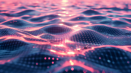 Fototapeta premium Abstract digital depiction of rippling, luminous surface.