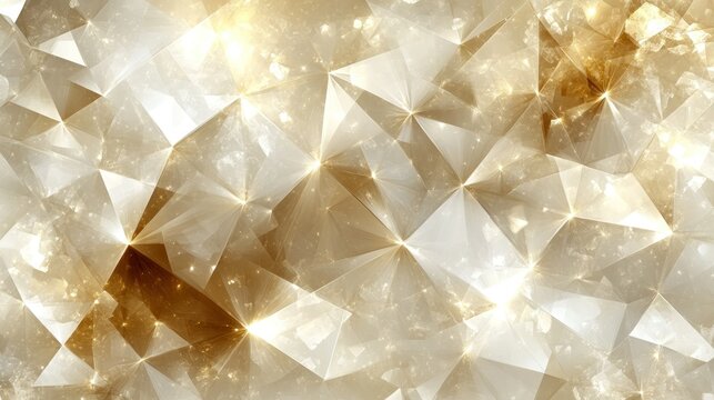 Fototapeta Golden facet pattern shimmering with brilliant refracted light effects