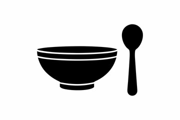 Spoon and Bowl icon silhouette vector illustration