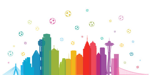 Image of Great editable vector file of world soccer championship USA cities host best for your design and print printed on Printed Glass Splashbacks