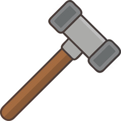 Metal Hammer With Wooden Handle Simple Illustration Isolated On Black