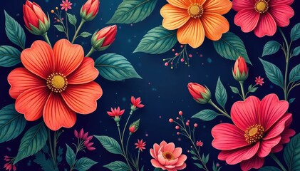 Bold, vibrant floral pattern in rich jewel tones, art, vibrant, jewel tones