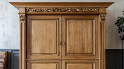 Wooden cabinet with closed doors