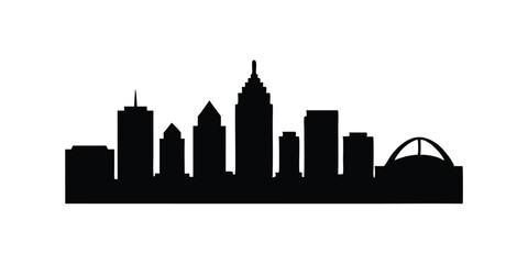 Obraz premium Black and white city skyline silhouette with modern urban buildings