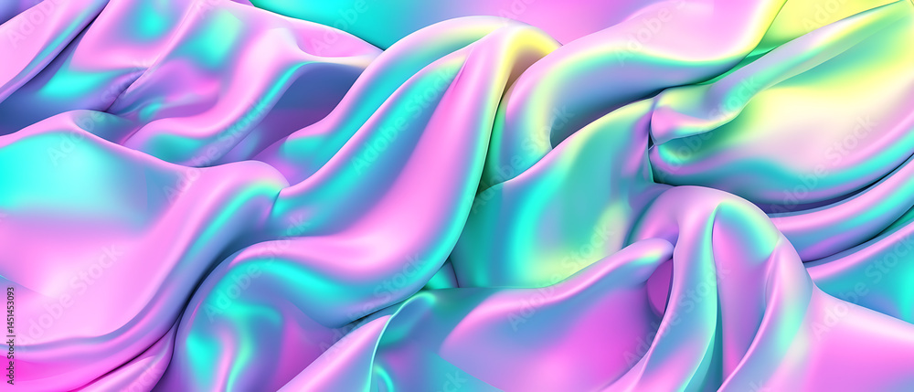 Poster flowing colorful silk fabric studio setting abstract art bright environment close-up view textured e