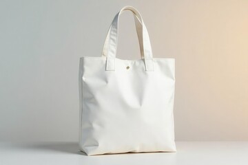 White cotton shopping tote bag, folded handles, cotton bag, empty, store