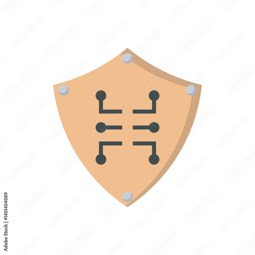Poster shield with it icon. vector illustration of a shield with a padlock, symbolizing data protection and