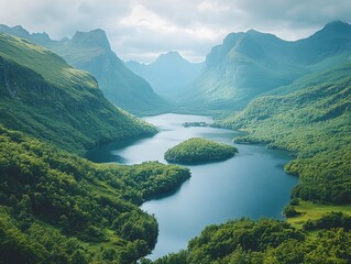 Majestic River Flowing Through Mountainous Landscape
