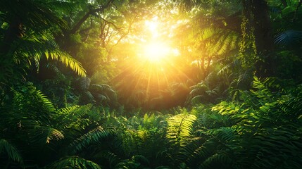 "Sunset Glow in Enchanting Jungle"