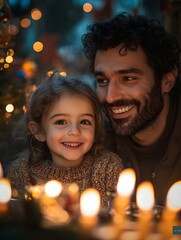 Father and Daughter Celebrating Christmas at Home