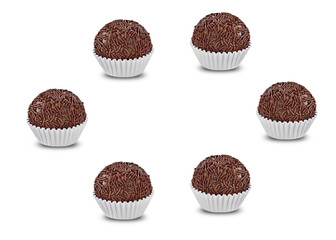 Set of chocolate cupcakes on white background