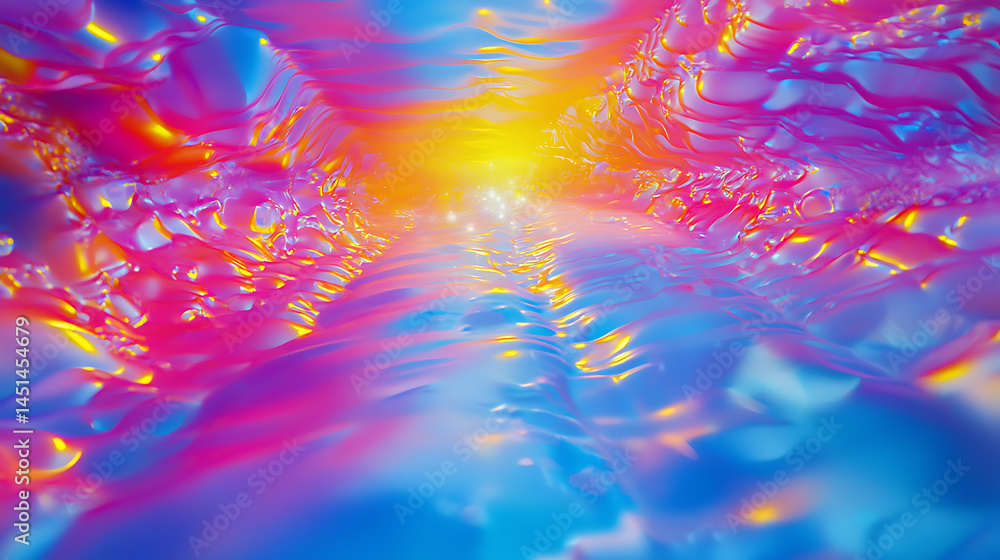 Poster vibrant light reflections abstract digital space art render colorful environment dynamic perspective