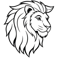 Majestic Lion Head Strong Animal Portrait Black and White