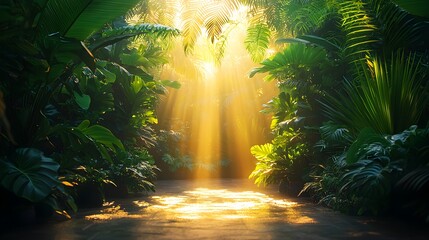 Sunlight Peeking Through Trees in Vintage Garden