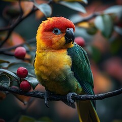 Vibrant Bird Perched on Tree Branch
