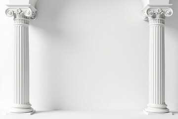Fototapeta premium Elegant Roman column detail against pure white backdrop, art, rome, history