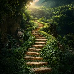 Vintage Stone Steps in Nature