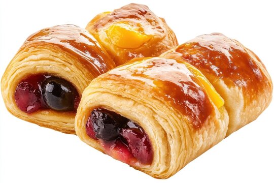 Czech kolache pastry with fruit filling, transparent background