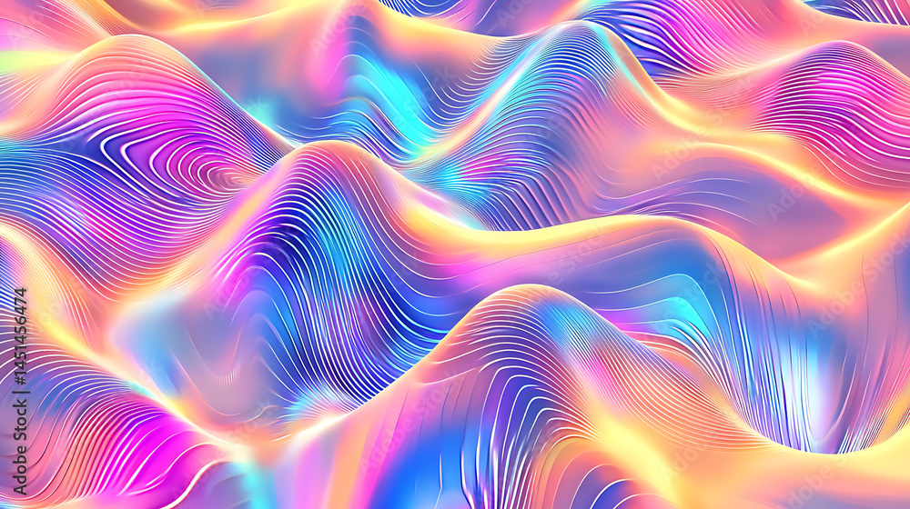 Poster dynamic waves of colorful patterns abstract environment digital art visual harmony aesthetic perspec