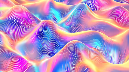 Obraz premium Dynamic waves of colorful patterns abstract environment digital art visual harmony aesthetic perspective