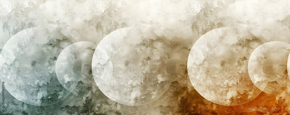 Poster abstract design with overlapping circles of pale color.