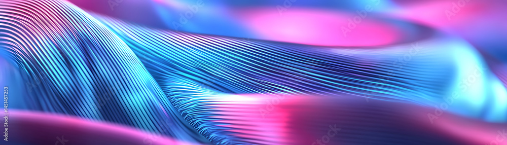 Poster dynamic waves of colorful light abstract digital art vibrant texture studio setting close-up visual 