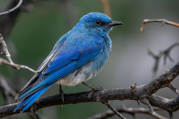 Fototapeta premium Blue Bird Perched on a Branch in Natural Setting