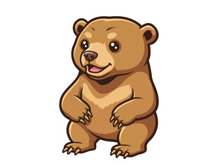 Fototapeta premium A Charming Vector Illustration Depicts A Cartoon Bear Cub Standing Upright Showcasing A Playful And Endearing Character Design Against A Clean White Backdrop That Brings Focus To Its Features