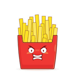 fries potatoes angry face cartoon cute