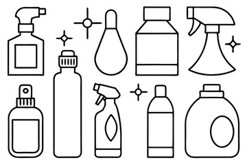Fototapeta premium Disinfectant Solution Spray Bottle Line Art