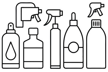 Disinfectant Solution Daily Hygiene Routine Line Art