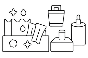 Disinfectant wipes germ removal Line art