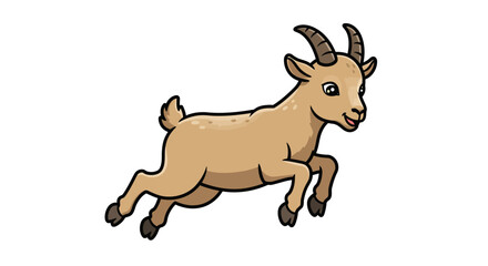 A Charming Vector Illustration Showcases A Happy Brown Goat Gleefully Leaping Forward With A Dynamic Sense Of Motion Capturing The Essence Of Joy And Vitality In A Clean And Whimsical Style