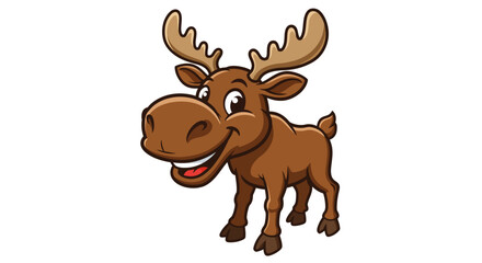 A Cheerful Cartoon Styled Vector Illustration Of A Smiling Antelope With A Large Nose And Curved Horns Standing Against A Plain White Background Conveying Happiness And Playful Design Elements