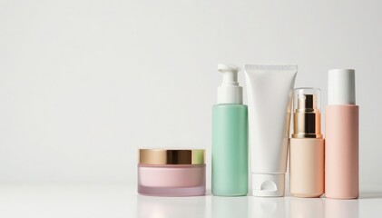 Luxury skincare products displayed on white background, macro, design, tube