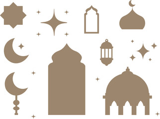 Simple ramadan icon set. Ramadan icon collection vector silhouette design. isolated white background.