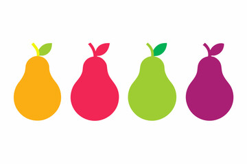 set of Pear icon silhouette vector illustration