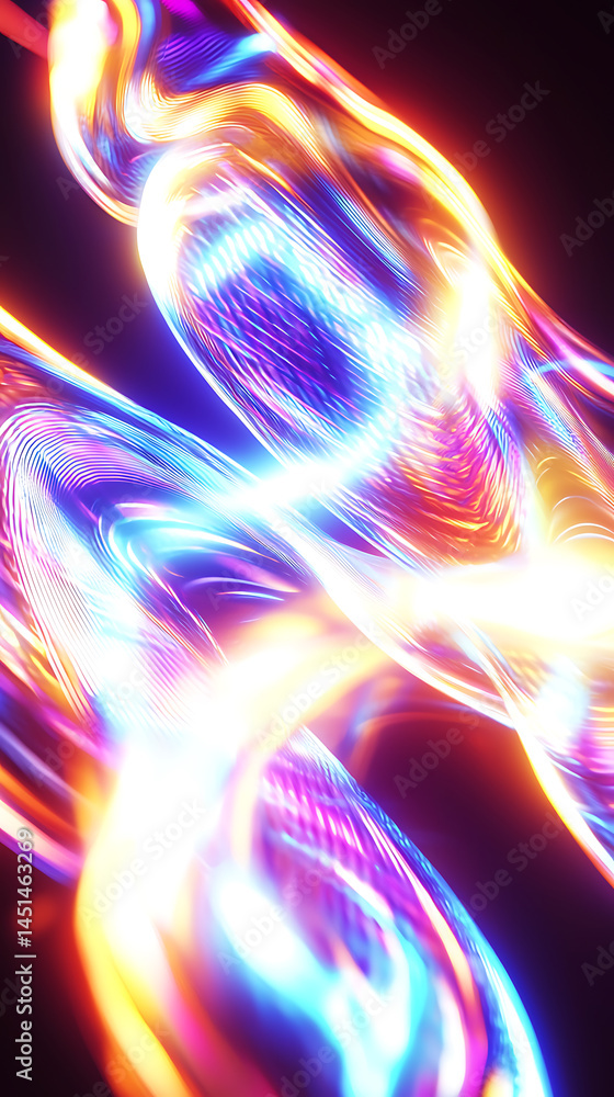 Poster dynamic light waves abstract art digital design dark background close-up view futuristic concept