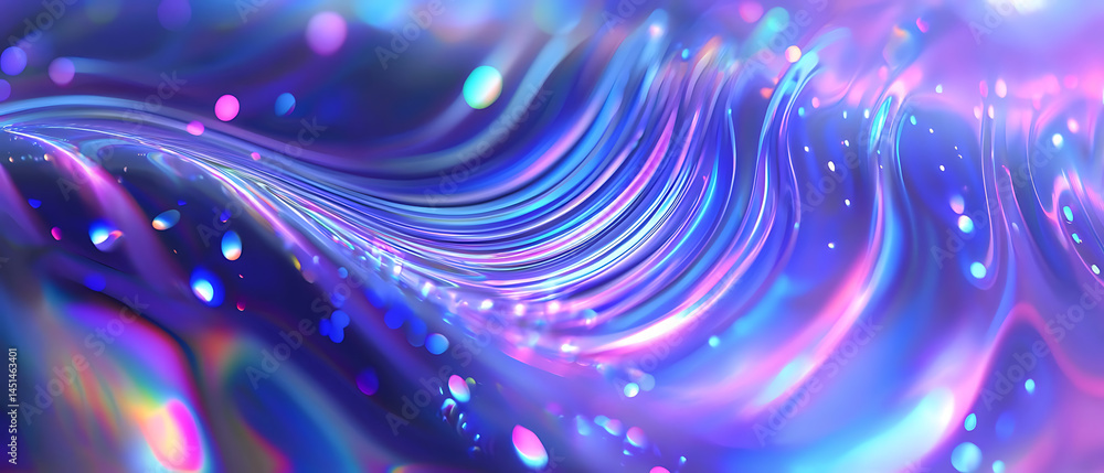 Poster dynamic fluid motion with colorful light reflections in abstract art digital creation vibrant enviro